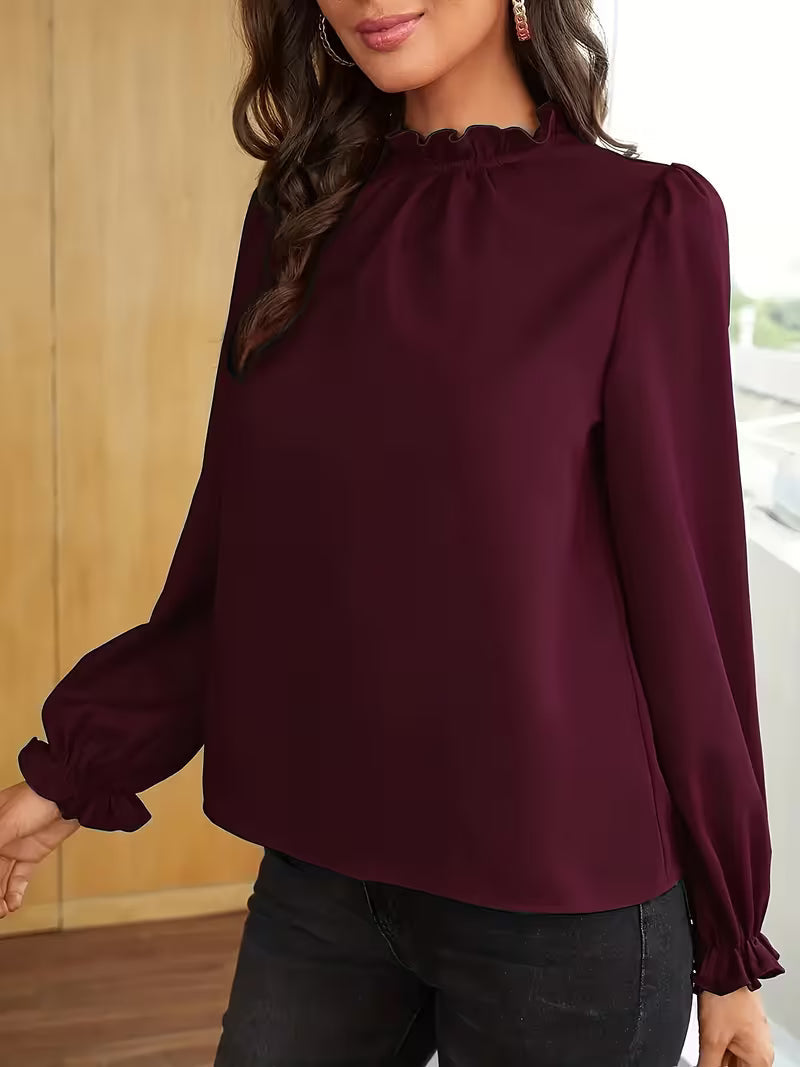 AURELIA™ – BLUSA CON CUELLO DE VOLANTES Y MANGAS ABULLONADAS