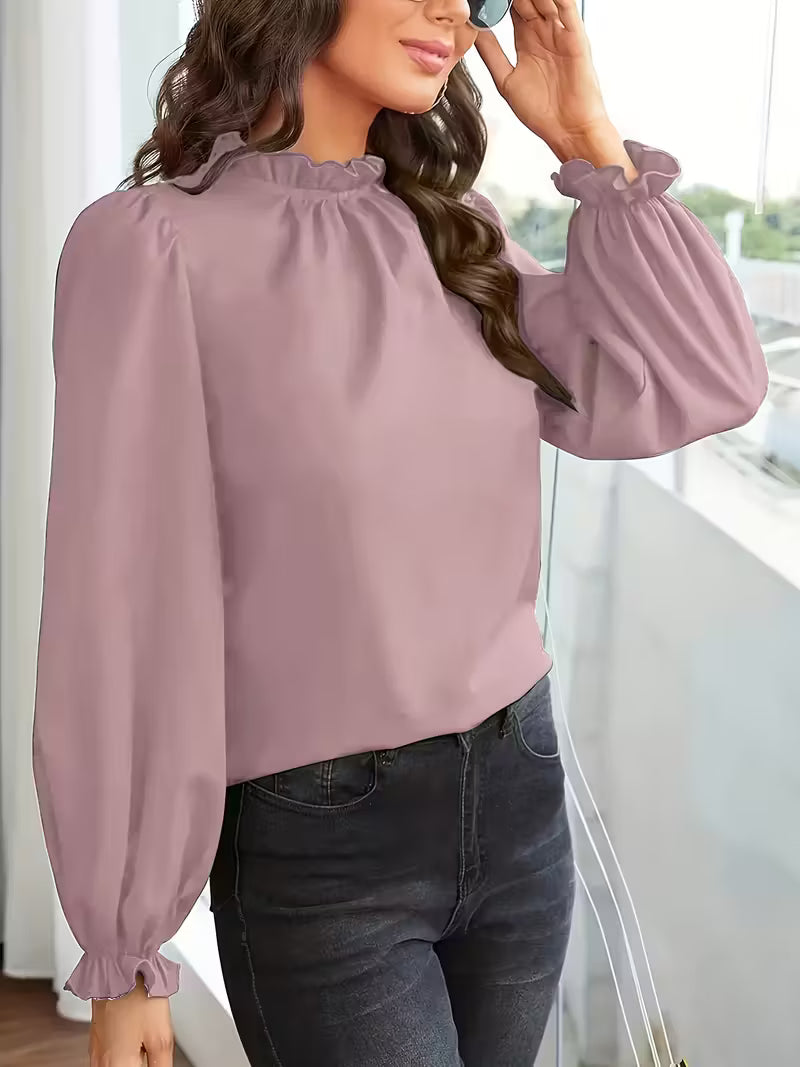 AURELIA™ – BLUSA CON CUELLO DE VOLANTES Y MANGAS ABULLONADAS