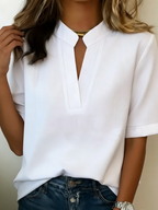 Carol | Blusa con colletto alla coreana e maniche corte