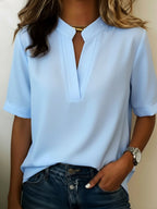 Carol | Blusa con colletto alla coreana e maniche corte