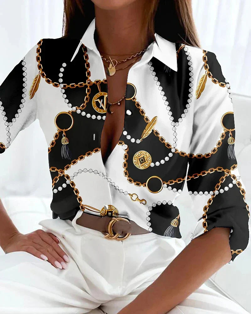 Carol | Blusa stampata con colletto e abbottonatura frontale