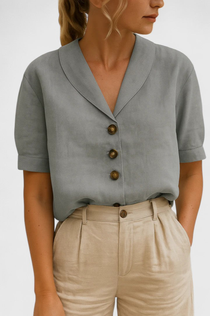 Stephanie | Camicia abbottonata a maniche corte con colletto aperto